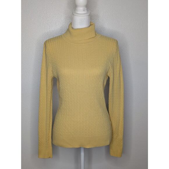 JEANNE PIERRE Sweaters - Jeanne Pierre Women’s 100% Cotton Turtleneck Fitted Ribbed Long Sleeve Sweater M